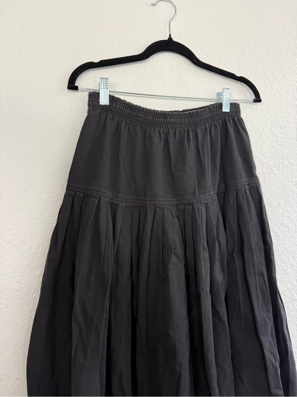 Vintage Bis Bis Gene Ewing Black Cotton Pleated Midi Skirt Small - Picture 2 of 4